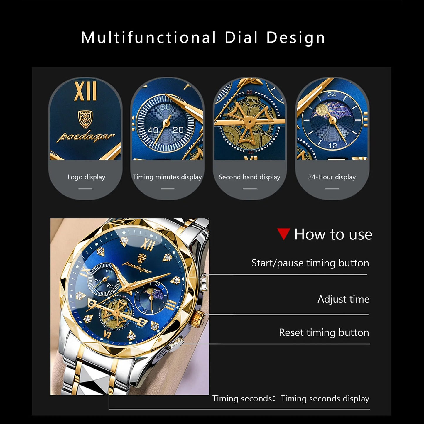 POEDAGAR 996 Fashion Men Watch