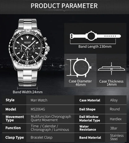 Luxury Chronograph Formal Watch – Stainless Steel