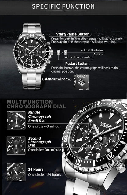 Luxury Chronograph Formal Watch – Stainless Steel