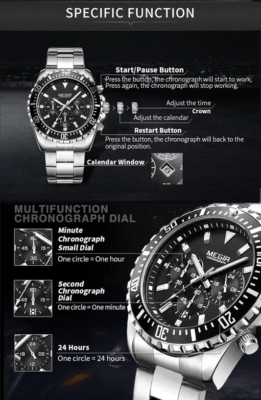 Luxury Chronograph Formal Watch – Stainless Steel